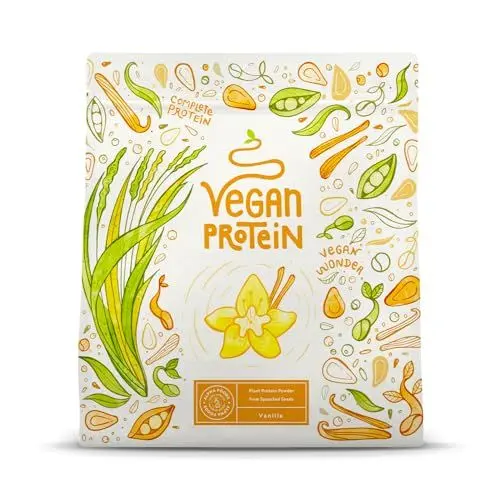 Produktbild: Veganes Proteinpulver | Vanille | 600g Eiweißpulver | Premiumqualität Protein | Made in Germany | Alpha Foods