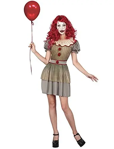 Produktbild: Vegaoo Gruseliges Horror-Clown-Kostüm für Damen Gold-grau - M