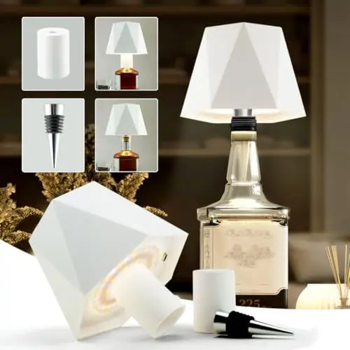 Produktbild: Vegawumen Akku Flaschenlampe Aufsatz Led Wiederaufladbar, Lampe für Flaschenhals Kabellose USB-Batterie, Flaschen-Lampe IP54 Wasserdicht, Lampenschirm für Flaschen Geeignet für Tisch, Party, Hotel