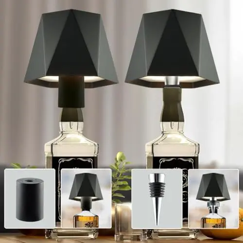 Produktbild: Vegawumen Flaschenlampe Aufsatz Led Wiederaufladbar, Lampe für Flaschenhals Kabellose USB-Batterie, Flaschen-Lampe 2er Set IP54 Wasserdicht, Lampenschirm für Flaschen Geeignet für Tisch, Party, Hotel