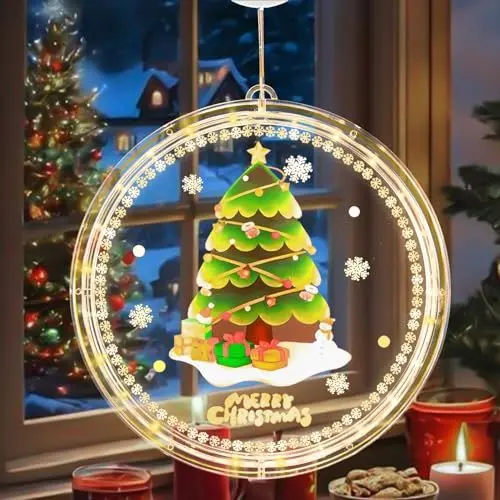 Produktbild: Vegawumen Weihnachtsdeko Fenster, 20CM 24 LED Beleuchtung Fenster Weihnachten, IP44 Wasserdicht Weihnachts Fensterbeleuchtung für Outdoor und Indoor Weihnachtsbaum