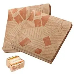 Produktbild: VEGCOO 250 Blätter Deli Papierblätter, 15 x 15cm Pommes Papier für Korb, Deli Papierblätter für Lebensmittelkörbe und Tablettauskleidungen, Wrap Papier für Sandwich Burger Pommes Frites