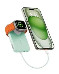 Produktbild: VEGER Mini Power Bank 20W PD, 10000mAh Powerbank mit Apple auf USB C Kabel, mit Apple Watch Laden, 2X USB-C, Externer Handyakkus LED Display kompatibel mit iPhone, Apple Watch(9-1), Handys usw(Grün)