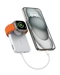 Produktbild: VEGER Mini Power Bank 20W PD, 10000mAh Powerbank mit Apple auf USB C Kabel, mit Apple Watch Laden, 2X USB-C, Externer Handyakkus LED Display kompatibel mit iPhone, Apple Watch(9-1), Handys usw(Weiß)