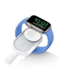 Produktbild: VEGER Mini Powerbank kompatibel mit Apple Watch Series (9-1) 1200mAh, Wireless Tragbares Ladegerät kompatibel mit Apple Watch (Weiß)
