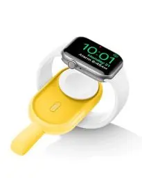 Produktbild: VEGER Mini Powerbank kompatibel mit Apple Watch Series (9-1) 1200mAh, Wireless Tragbares Ladegerät kompatibel mit Apple Watch (Gelb)