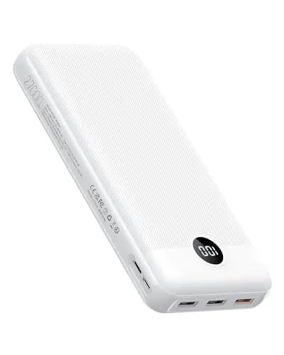 Produktbild: VEGER Power Bank 27000mAh 20W PD, Powerbank USB C Externer Handyakkus mit 4 Ausgängen und 2 Eingängen LED Tragbares Ladegerät,Kompatibel mit iPhone 15 14 13 12 Samsung Huawei iPad Tablet usw(Weiß)