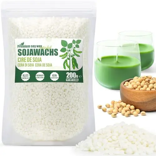 Produktbild: VEGISHINE Sojawachs für Kerzen, Natürliches Sojawachs für Kerzenherstellung 200g, Kerzenwachs zum Gießen, Kerzenwachsgranulat für die Kerzenherstellung, Premium Sojawachs 1kg 2kg 5kg 10kg