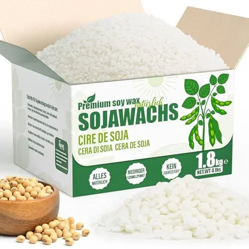 Produktbild: VEGISHINE Sojawachs für Kerzen, Natürliches Sojawachs für Kerzenherstellung 2kg 1.8kg, Kerzenwachs zum Gießen, Kerzenwachsgranulat für die Kerzenherstellung, Premium Sojawachs 1kg 2kg 5kg 10kg
