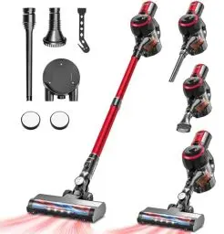 Produktbild: VEGREM Akku Staubsauger 25Kpa, Staubsauger Kabellos 160W mit 2 Saugmodi, LED-Leuchten, Cordless Vacuum Cleaner mit Leistungsanzeige, bis zu 40 Minuten Laufzeit