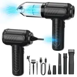 Produktbild: VEGREM Elektrischer Staubgebläse mit 3 Gang, 110.000 U/min, 4000 mAh, 2-in-1 Druckluftspray Handstaubsauger,mit Düsen,Tastatur Reinigungsset und USB-Ladekabel, Geeignet für PC, Laptop, Sofa