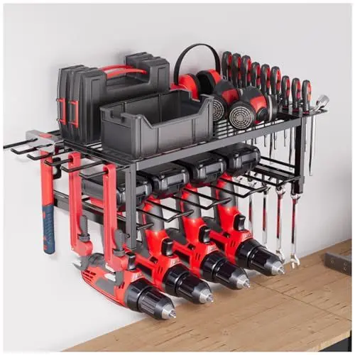 Produktbild: Veitorld Geschenk für Männer, Werkstatt Werkzeug Organizer für Akkuschrauber Schraubendreher, Metall Werkzeughalter Wand für Bohrmaschine Bohrer Akku, Weihnachten Geschenk für Männer, Papa