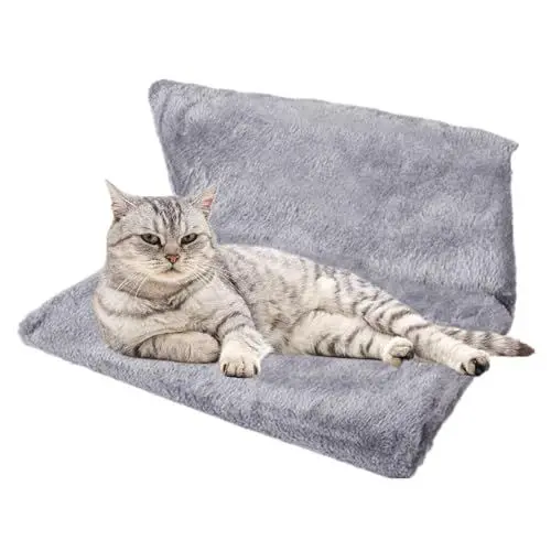Produktbild: VEIYI Tierbett Heizkörperbett für Katzen, Katzen Hängematte, Haustierbett, Katzenliege, Kuschelbett für die Heizung, langlebiger Metallrahmen, für große Katzen bis zu 7 kg, Grau