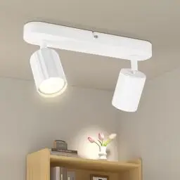 Produktbild: VEKIDOT LED Deckenstrahler 2 Flamming Weiß, Deckenleuchte Strahler Schwenkbar 350°, Modern Deckenlampe Spot GU10, Metall Spotleuchte Deckenspot für Küche Wohnzimmer Schlafzimmer (Ohne Leuchtmittel)