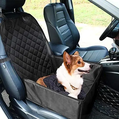 Produktbild: Vekja Hunde Autositz, Sitzerhöhung für kleine und mittlere Hunde, Faltbar Wasserdichte Hundeautositz für Rück und Vordersitz, Verstärkte Wände und 3 Gurtem, Reisezubehör für Haustierem