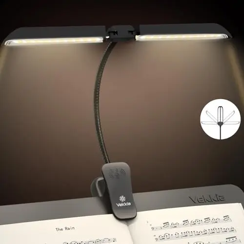 Produktbild: Vekkia 64 Led Wiederaufladbare Notenpultleuchte, Klappbare Augenpflege-Klavierlampe, Tragbare Professionelle 5 Helligkeit x 3 Farbtemperatur, Perfekt für Klavier, Noten, Gitarre.