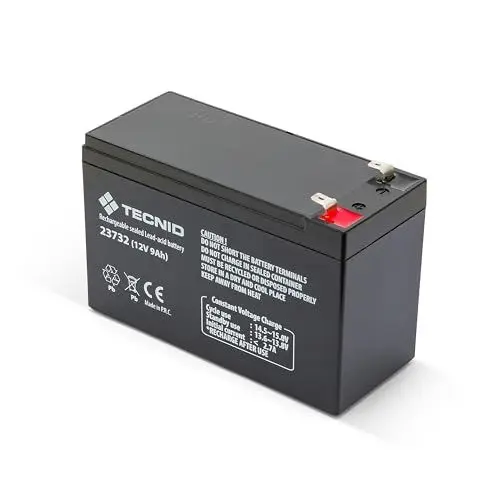Produktbild: Velamp 23732 Wiederaufladbarer Blei-Akku, Faston-Anschlüsse, 12 V, 9 Ah, ideal für Notbeleuchtungen, Videoüberwachungssysteme, Unterbrechungsfreie Stromversorgung, Freizeit, Schwarz