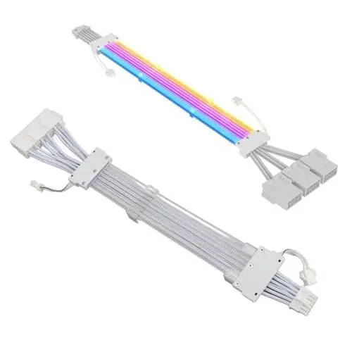 Produktbild: VELATEMOR PCIe 5.0-Verlängerungskabel, RGB-Netzteilkabel, 16AWG-GPU-Verlängerungskabel mit Ärmeln für RTX 3090Ti, RTX 4070 4080 4090, AGRB Sync mit 1000-W-Netzteilunterstützung