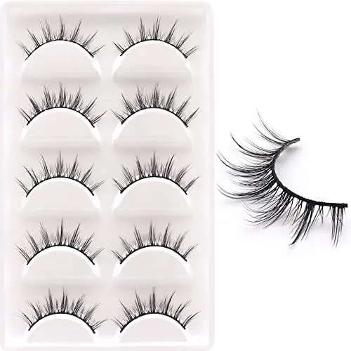 Produktbild: Veleasha Lashes 5D Faux Mink Lashes 100% Handmade Luxurious Fake Eyelashes Lightweight Fluffy False Eyelashes 5 Pairs Pack (6D75)