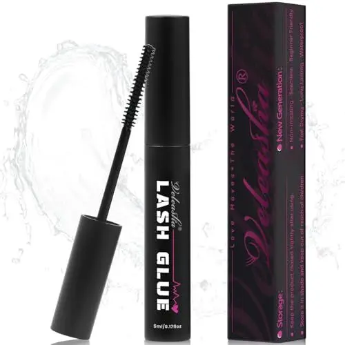 Produktbild: Veleasha Wimpernkleber Wasserfest Langanhaltend Wimpernkleber für Clusterwimpern Super Halt Schnelltrocknend Wimpernbindemittel für DIY-Wimpernextensionen zu Hause (5ml / Schwarz)