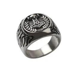 Produktbild: VELESAY Thors Hammer Ring Edelstahl Viking Herren Ring Wikinger Viking Mjölnir Ring Vintage Punk Biker Ring Herren Männer Siegelring Gothic Ring Thors Ring Viking Schmuck US8