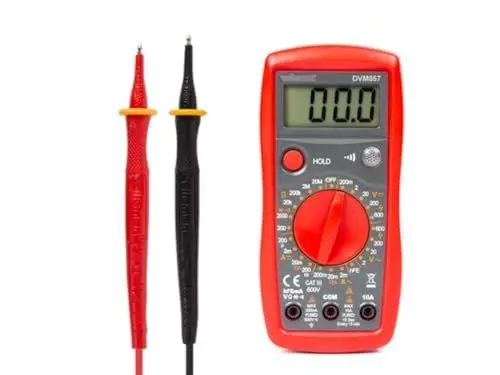 Produktbild: Velleman Digital-Multimeter, für Gleich-/Wechselstrom, Gleich-/Wechselspannung, Widerstand, Diodentest, Durchgangsprüfung, Messspitzen