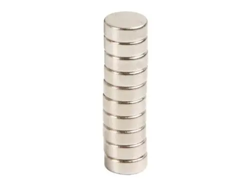 Produktbild: Velleman Magnet, ultra Stark, 10 stück, rund, Ø 8 x 3 mm, Neodym, Silber, ideal für Kühlschrank oder Magnetboard
