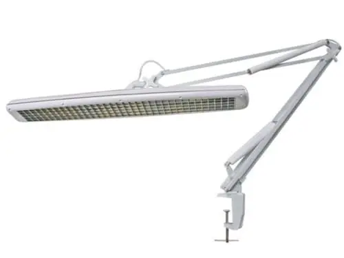 Produktbild: Velleman Verstellbare Schreibtischlampe mit Klemmbefestigung, Schwenkarm, Ein-/Ausschalter, Länge 105 cm, Breite 60 cm, mit 3x T5 14 W Leuchtstoffröhren, 2700 Lumen, 6500 K, weiß