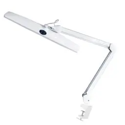 Produktbild: Velleman led schreibtischlampe mit klemme, schwenkarm, dimmbar, 84 leds, 58 cm breit, 21W, 6500K, 2000 lumen, hoher cri, energieeffizient, modernes design, weiß