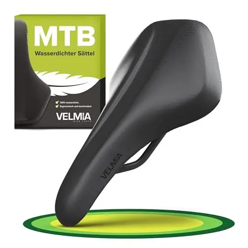 Produktbild: VELMIA Fahrradsattel 100% Wasserdicht, nahtloses & ergonomisches Design - komfortabler Fahrradsattel Herren & Damen, Ideal für E-Bikes, Trekking & City sowie Mountainbikes, Sattel