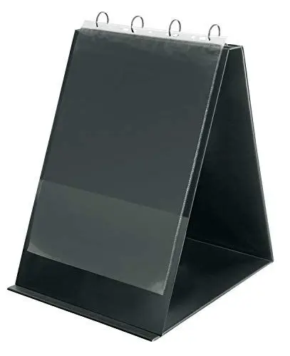 Produktbild: VELOFLEX 4133280 - Tisch-Flipchart DIN A3 Hochformat, inkl. Klarsichthüllen, aus PVC, Tischaufsteller Präsentation, Flipchart schwarz, Aufstellringbuch