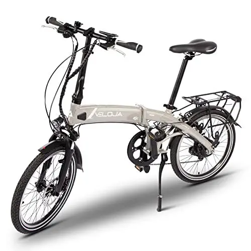 Produktbild: VELOJA® Ebike Klapprad – elektrisches Fahrrad faltbar – 20 Zoll – StZVO Ausstattung – 250W Hinterradnabenmotor 41 Nm, bis 100 km Distanz – 9 Gang – 5 Unterstützungsstufen – Alu – 21kg – Made in EU