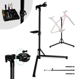 Produktbild: VELOJA Fahrrad Montageständer Ebike Reparaturständer bis 45 Kg Tragkraft aus Aluminium für Fahrräder Mountainbikes E-Bike Fahrradmontageständer 360° drehbar Fahrradständer bis 45 Kg