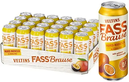 Produktbild: VELTINS Fassbrause Mango-Maracuja Alkoholfrei, EINWEG (24 x 0.5 l Dose)