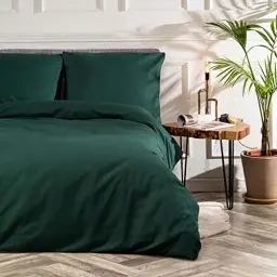 Produktbild: VelvetHome Deluxe Bettwäsche 135x200 Baumwolle Bettbezug 135x200 cm mit Kissenbezug 80x80 cm Hohe Qualität Bettwäsche-Set mit Reißverschluss 100% Baumwolle Made in EU Dunkelgrün 135 x 200