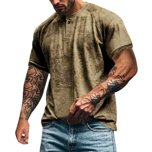 Produktbild: VEMOW Herrenmode Frühling und Lässiges kurzärmliges T-Shirt mit Rundhalsausschnitt und einfarbigem Oberteil Hemden Für Männer (Khaki, XXXL)
