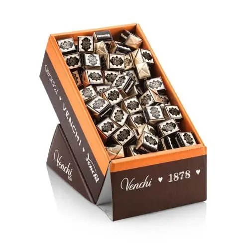 Produktbild: Venchi - Ausstellungsbox Cremino extra zartbitter, 2 kg - 3 cremige Schichten - Packung mit 190 Stück - Glutenfrei - Vegan