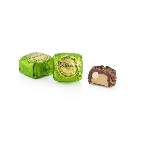 Produktbild: Venchi – Chocoviar Pistazie, 1 kg – Pralinen mit krokanten, ganzen Pistazien, Toffee-Granulat und Kakao Nibs – Glutenfrei