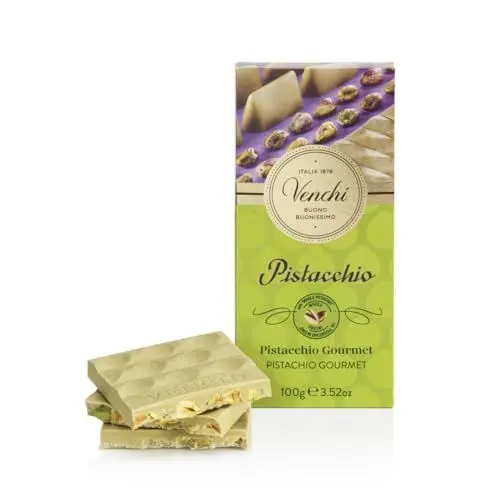 Produktbild: Venchi - Pistazien-Gourmet-Schokoladentafel, 100 g, Weiße Schokolade mit Pistazienpaste und ganzen Pistazien, leicht gesalzen, Glutenfrei, ohne Farbstoffe und ohne Konservierungsstoffe