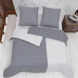 Produktbild: Vency Bettwäsche 135x200 4-Teilig Grau - Oeko-TEX 80% Baumwolle & 20% Polyester, 2X Bettbezug Reißverschluss + 2X Kissenbezug 80x80 Reißverschluss, Puzzle Modell
