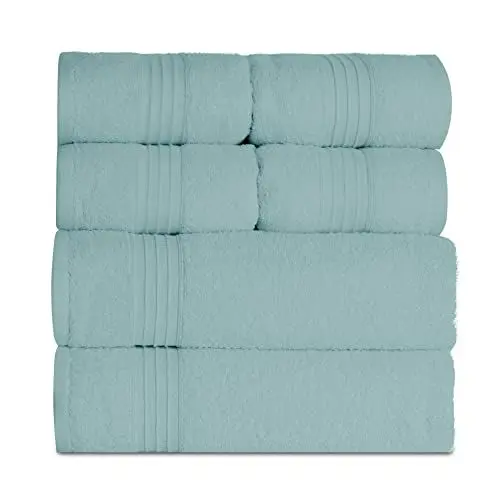 Produktbild: Vency Handtücher Set Hellblau 6 Teilig - 4X Handtücher 50x100 2X Badetuch 70x140, Handtücher mit Aufhänger