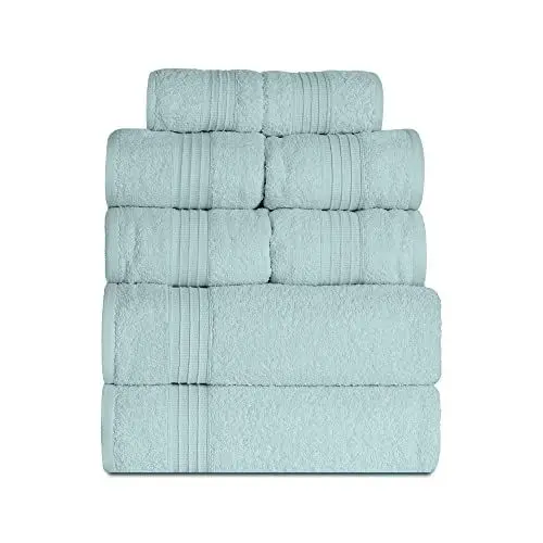 Produktbild: Vency Handtücher Set Hellblau 8 Teilig - 4X Handtücher 50x100 2X Badetuch 70x140 2X Gästetücher 30x50, Handtücher mit Aufhänger