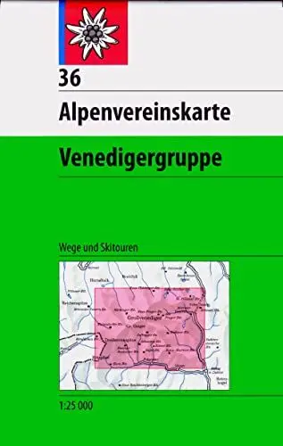 Produktbild: Venedigergruppe: Topographische Karte 1:25.000 mit Wegmarkierungen und Skirouten (Alpenvereinskarten, Band 36)