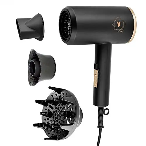 Produktbild: Venga! Ionischer Haartrockner, Leicht und Kompakt, 3 Zubehörteile, 1800 W, Schwarz/Gold, VG HD 3001
