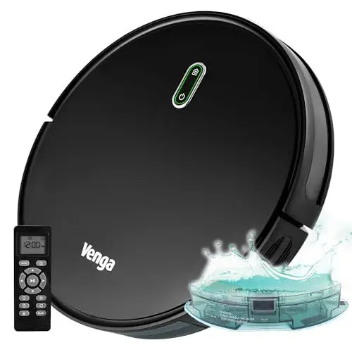 Produktbild: Venga! Saugroboter mit Wischfunktion, Einfach zu Bedienen, 6 Reinigungsmodi, Leise, Schwarz, VG RVC 3000 BK