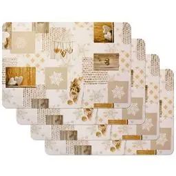 Produktbild: Vénilia Tischset Snow Love, Platzset für Esszimmer, Esstischmatten, Telleruntersetzer, Platzdeckchen, abwischbar, lebensmittelecht, 45 x 30 cm, 4 Stück