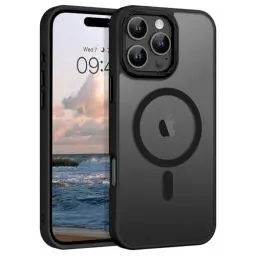 Produktbild: VENINGO Hülle für iPhone 16 Pro 6.3 Zoll, Magnetische, Transluzente Matt Rückseite Ultra Dünn TPU und PC Stoßfest Kratzfest, Fingerabdruck-resistente Handyhülle, Schwarz