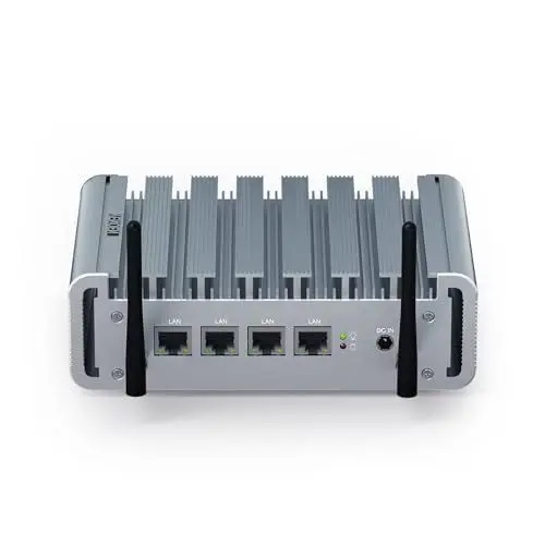 Produktbild: VENOEN Firewall Mini PC Celeron J4125, Lüfterloser PC 2.5Gbe 4 LAN, Micro Firewall Appliance, 8GB DDR4 RAM 128GB SSD, HD, VGA, USB3.0, WiFi, SIM-Steckplatz, Server/Router PC, Firewall Software