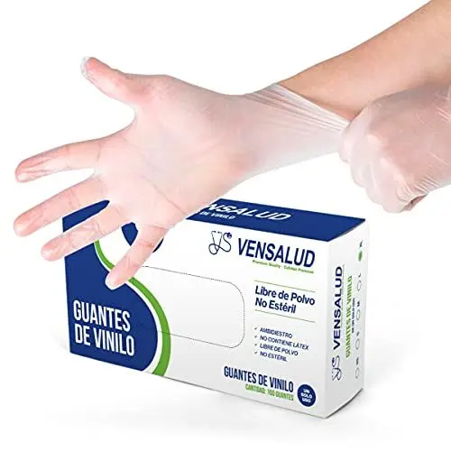 Produktbild: VENSALUD | Einweg-VINYL-Handschuhe | Staubfrei | Widerstandsfähig | Für Labore, Sanitär, Küche, Tattoo Studios, Tierarzt, Reinigung | Latexfrei | 100 Stk. | Halbweiß | Größe XL