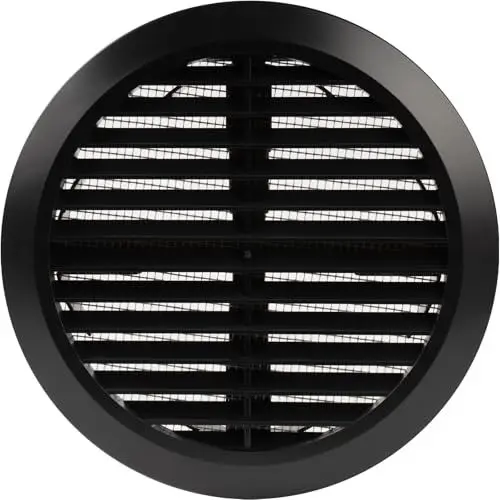 Produktbild: Vent Systems 100 bis 150 mm - Schwarz - Lüftungsabdeckung - Runde Lüftungsschlitze - Grillabdeckung - Eingebauter Insektenschutz - HVAC - Lüfter für Badezimmer, Heimbüro, Küche